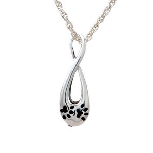 Infinity Paw Print Cremation Pendent; Sterling Silver